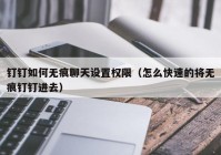 钉钉如何无痕聊天设置权限（怎么快速的将无痕钉钉进去）